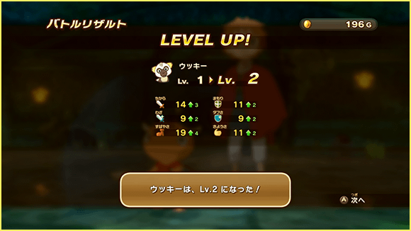 戦いでのレベルアップ